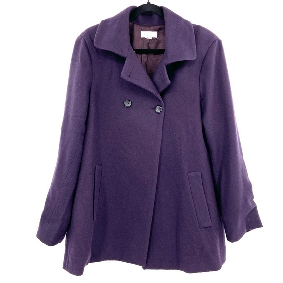 BARNEY'S New York Plum Purple 100% Cashmere Italy Cape Style Jacket Coat Size 46 - Picture 1 of 8